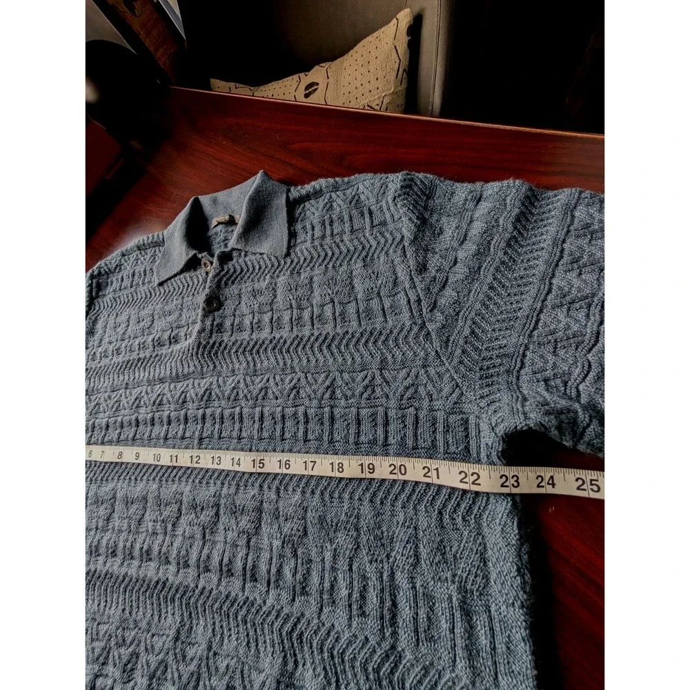 NEW! SOL Baby Alpaca - Wool Slate Blue Collared Knit Pullover $180